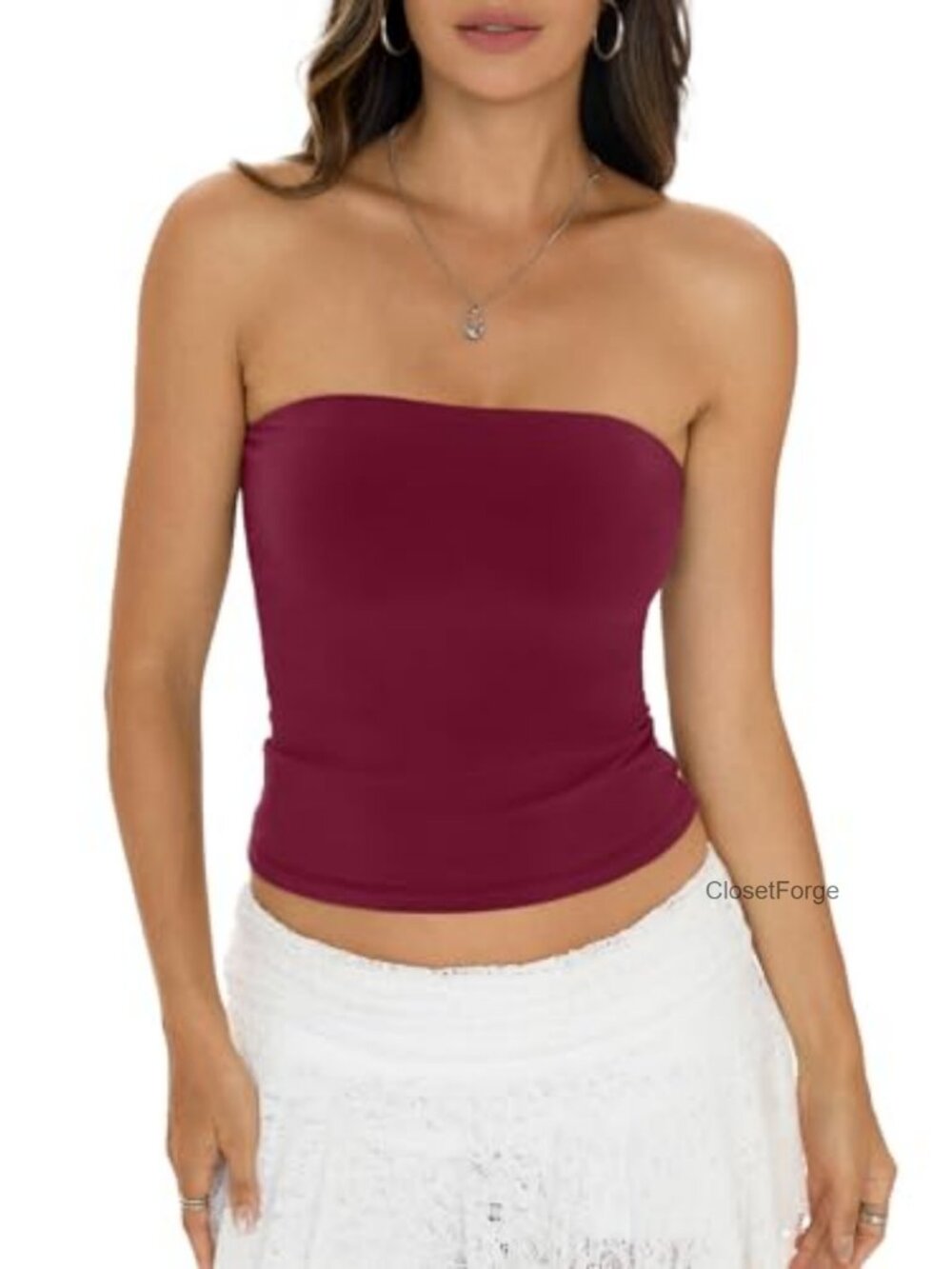 Cotton Fitted Strapless Tube Top Sleeveless Non Slip Basic Bandeau Tank